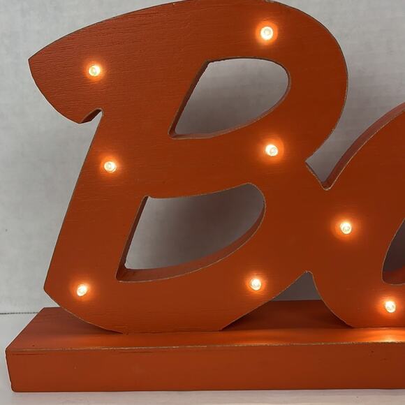 Lighted "Boo" Wooden Sign Halloween Orange 15 x 7.5 inches Decor Trick or Treat - Picture 3 of 7